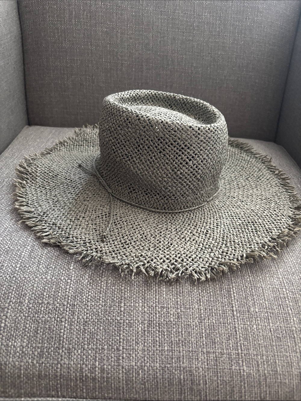 Wide Brim Straw Sun Hat in Gray